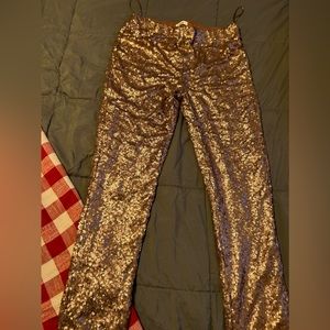 Long gold /rose gold glitter pants